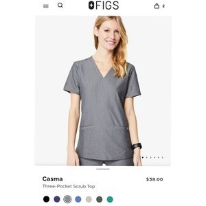 Figs scrub top in graphite grey